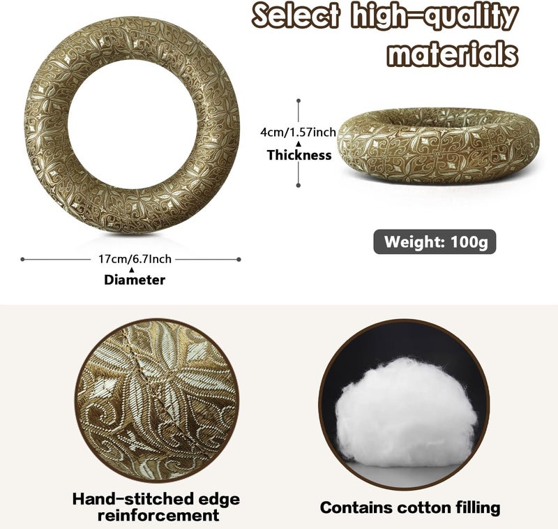 UPCEED Singing Bowl Cushion for Tibetan Singing Bowls, Handmade Silk Brocade Round Cushion Pillow for Sound Healing and Crystal Sound Bowls Accessories(Brown,6.7 Inch) - Image 3